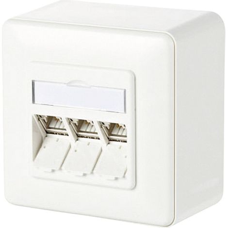 Prise réseau montage apparent (en saillie) CAT 6a 3 ports Metz Connect 130B11D30002-E blanc pur R01963 (1/2)