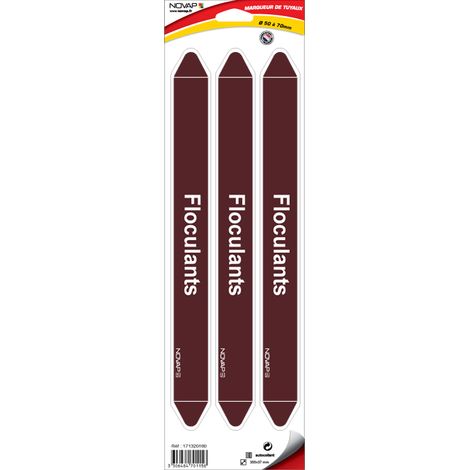 Planche de 3 marqueurs de tuyauterie 355 x 37 mm pour Ø 50 à 70 mm - Floculants - 4701158