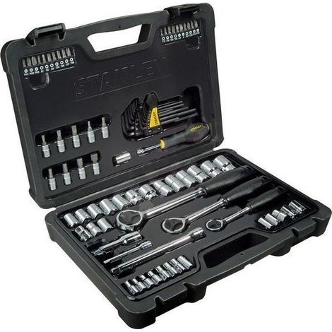 Stanley – Set de 80 embouts et douilles – Acier au chrome vanadium – Douilles hexagonales 1/4', 3/8', 1/2' – Mallette de rangement - STHT0-73930 (1/2)