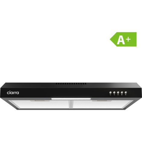 Ciarra – Hotte casquette 60cm 220m3/h – 3 vitesses – Évacuation ou recyclage – Filtre au charbon NON INCLUS