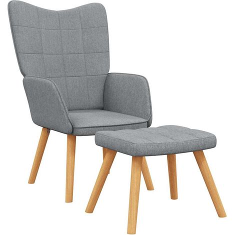 Maison Exclusive - Relaxsessel mit Hocker Hellgrau Stoff
