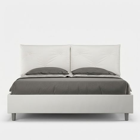 Cama doble container 160x200 cabecero con cojines Appia M1 - Blanco (1/5)
