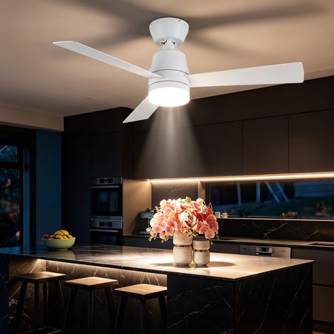 Ventilatore da soffitto da 107 cm – Ventilatore da soffitto a risparmio energetico – Reversibile – Alimentazione a corrente continua – 6 velocità – Illuminazione LED tricolore – Bianco (1/5)