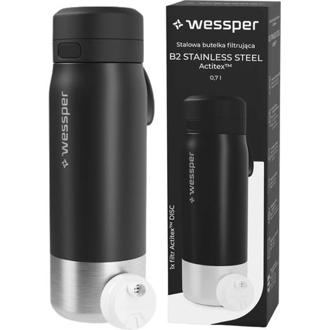 Wessper Edelstahlflasche mit Filter WES276-700-BK Schwarz 700 ml (1/5)