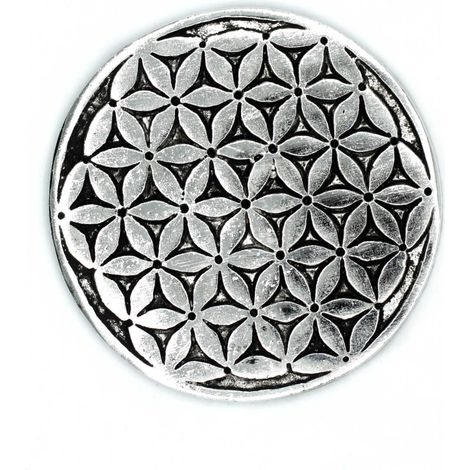 Porte-encens Fleur de Vie en Aluminium Poli 11cm- Vendu par 1 (1/2)