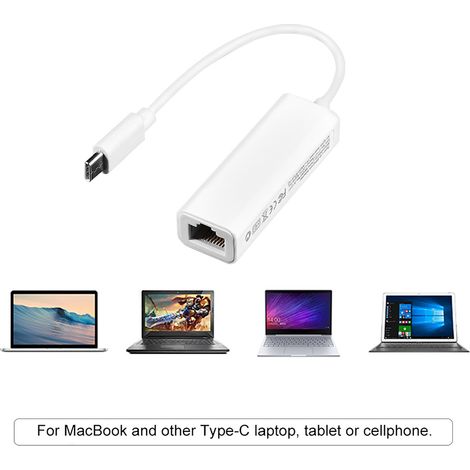 Adaptador de red LAN Ethernet USB 3.1 Tipo C a RJ45, 100 Mbps, para MacBook y portátiles USB-C. (1/5)