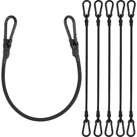 Spanngummi 6er Set mit Karabiner, 60cm, 8mm, Schwarz, für Gepäck, Fahrrad, Plane (1/5)