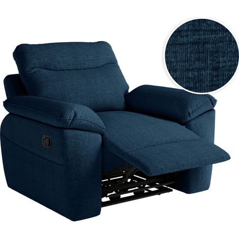 Fauteuil de relaxation manuel ROSS en tissu texturé 3D - Bleu foncé (1/5)