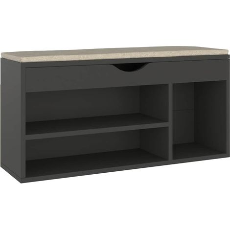 Armoire à Chaussures, Meuble Étagère de Rangement, avec coussin Gris 104x30x49 cm Aggloméré OIB9580E (1/5)