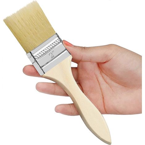 Ensemble de 12 pinceaux de 5 cm (2 pouces) - Pinceaux en bois professionnels pour peinture, teinture, vernis et colle (1/5)