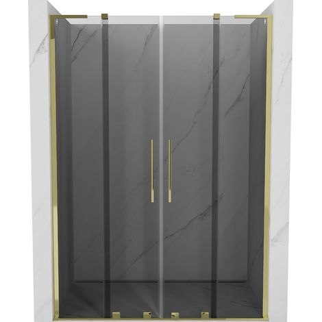 Mexen Velar L Duo Schiebetür Dusche 150 cm, Graphit, Gold - 871-150-003-42-50 (1/5)