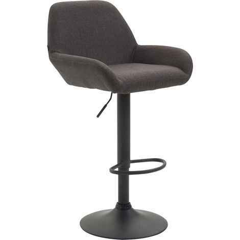 Sgabello da bar x1 con poggiapiedi arcuato in metallo nero seduta in tessuto grigio scuro 100006098