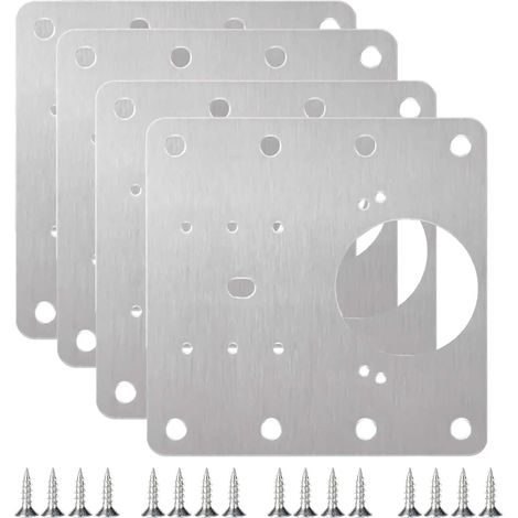 Kit di riparazione per cerniere di mobili da cucina con viti, comprensivo di 4 piastre di riparazione in acciaio inossidabile e viti. (1/5)