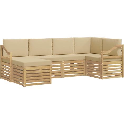 Ensemble de canapés d'extérieur 6 pc Blanc et Beige Polyester vidaXL