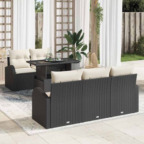Conjunto de sofá de jardín 6 pcs Negro ratán sintético vidaXL (1/5)