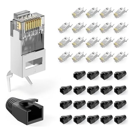 RJ45 Cat7 Shielded Connectors Wire Thread Aid Black (1/5)