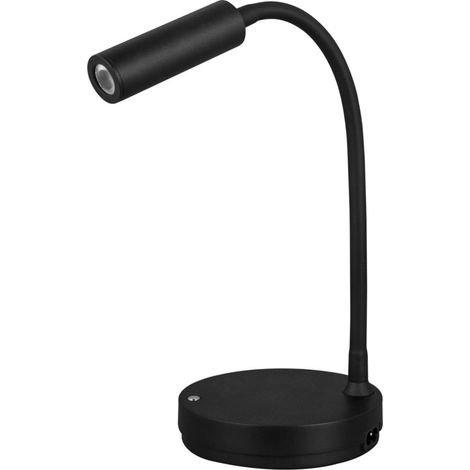 Beneito Faure Lampada da Tavolo Led Stem - 5W, Luce calda, Per scrivania, lettura e comodino, Ricarica Wireless, Testa Orientabile - Colore Nero