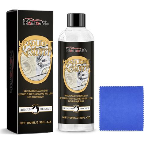 Scheinwerferpflege- und Polierset, Aufbereitung, Versiegelung, Wartung und Glanzverbesserung – 100 ml + Tuch -- BIEMMEDUE (1/5)