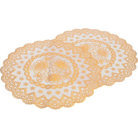 2 goldene Tischsets 30x30cm, runde Platzsets für Hochzeitsfeiern, Tischdecken Stil 03 (1/5)