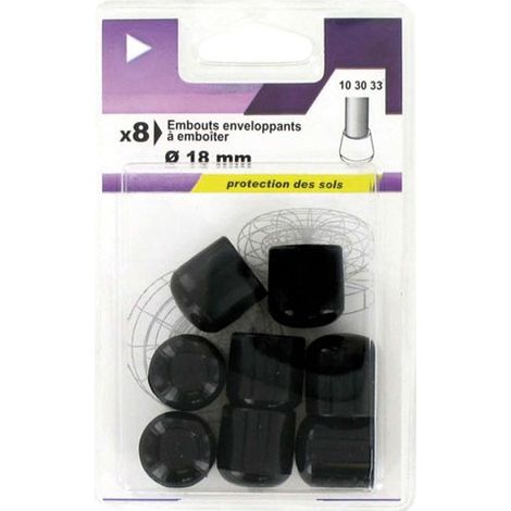 5 Embout Enveloppant Plastique Noir D.18mm Blister De 8 - Vynex (1/2)