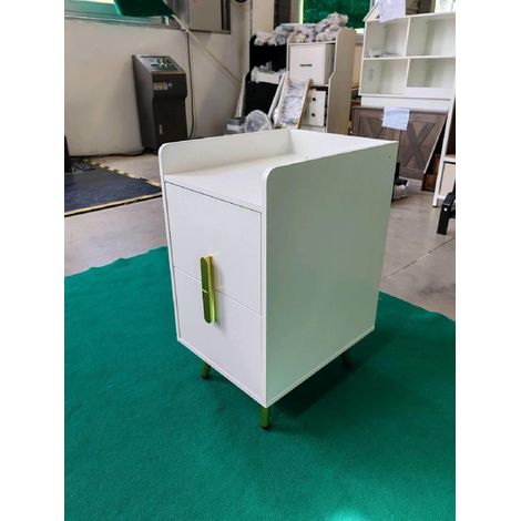 COSTWAY Comodino da Camera da Letto con Stazione di Ricarica, Comò da Notte con 2 Cassetti, Gambe in Metallo, Tavolino Laterale Moderno per Soggiorno e Camera da Letto (Bianco) (1/5)