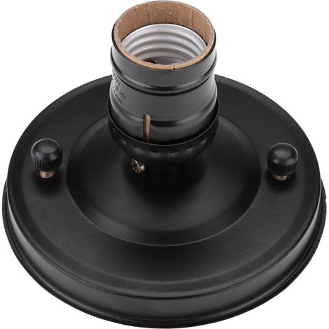 Support de douille ampoule suspendu rétro industriel E26/E27 pour plafond ou mur en fer nickelé noir (1/5)