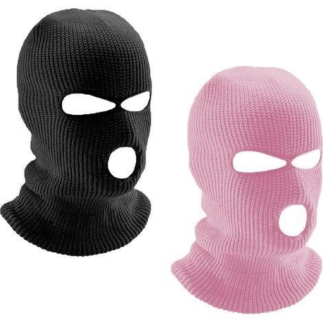 2-teiliges Sturmhauben-Set mit 3 Löchern, gestrickte Sturmhaube mit 3 Löchern, schwarze Vollgesichts-Skimaske für Damen und Herren (1/5)