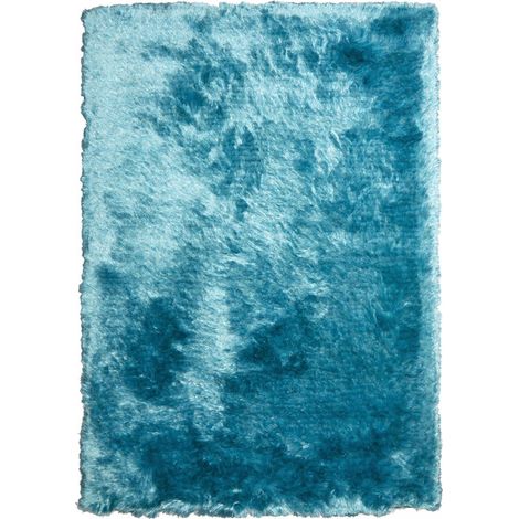 Tapis shaggy 240x340 bleu fait main rectangle motif uni SG FIN (1/4)