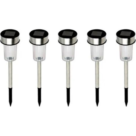 Lot de 5 bornes lumineuses solaires à LED pour jardin (1/4)