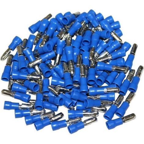 Cosses electriques males rondes bleues 4 - sachet de 100 cosses
