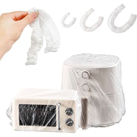 60 housses transparentes pour petits appareils électroménagers, protections anti-poussière épaisses et jetables avec élastique, pour four, autocuiseur, grille-pain, friteuse à air chaud, casserole. (1/5)
