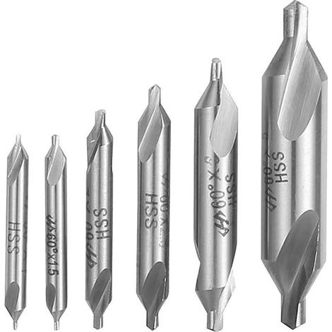 6 Forets à Centrer HSS 60 Degrés 1/1.5/2/2.5/3/5mm pour Fer Acier Cuivre Aluminium (1/4)