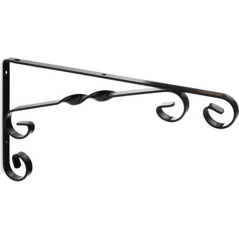 Escuadra para Estantería de Forja en Acero  Acabado en Negro  Medidas 13150280 mm  Sistema de Fijación Atornillado  1 Unidad -