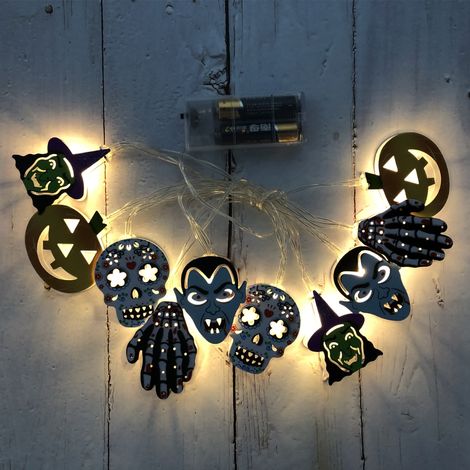Kürbisförmige LED-Lichterkette für Halloween, Punk, Hexenschädel, dekorative Laterne für Karnevalspartys, Gartenfeste (1/4)