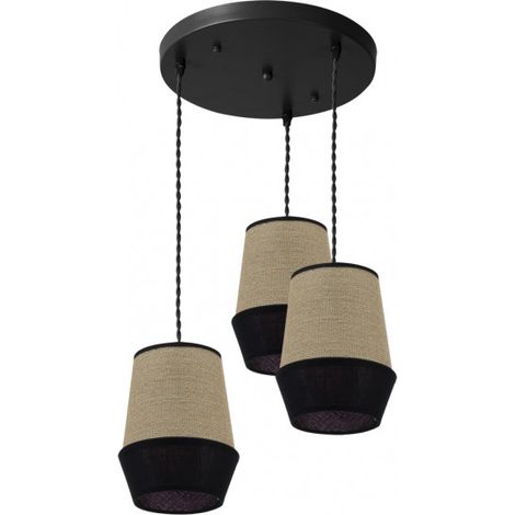 FABRILAMP Lampada circolare a 3 luci colore Saco/nero modello Campana