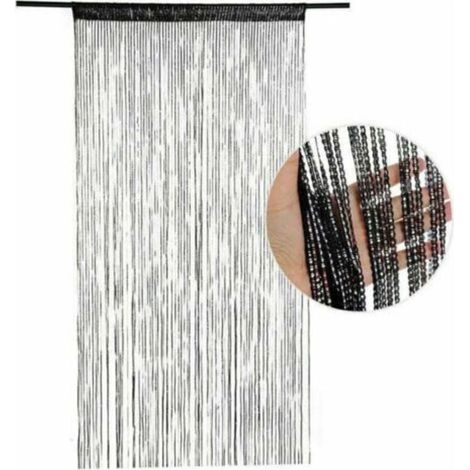 Rideau de porte en corde, 200 × 100 cm, moustiquaire, décoration de fenêtre, séparateur de pièce, sequins pour porte, mur, fenêtre (1/4)