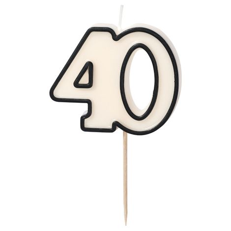 Bougie d'anniversaire « 40 », quarante, noir et blanc, 5,5 cm (1/3)