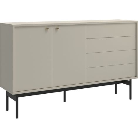 Selsey Olar - Sideboard 2-türig mit vier Schubladen, Greige, 154 cm
