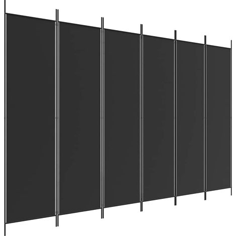 Cloison de séparation 6 panneaux Noir 300x200 cm Tissu (1/5)