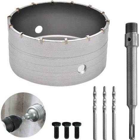 160mm Scie à Cloche Bi-Metal pour Carrelage Beton, Scies Cloches Carotteuse Trépan Beton, avec Adaptateur SDS Plus 220 mm et 3 Foret de Centrage 110 mm (160MM) (1/5)