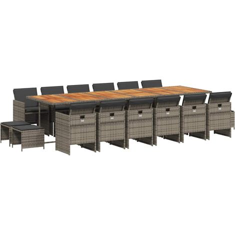 Maison Exclusive - Set comedor de jardín 17 pzas y cojines ratán (1/5)