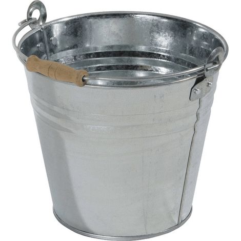 Secchio Zincato 8 Litri in Metallo Rinforzato con Manico in Ferro e Inserto in Legno Resistente e Multiuso