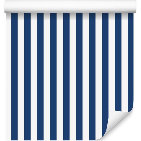 Blau-weiß gestreifte Tapete für Wohn- und Schlafzimmer, 50 x 1000 cm (1/5)