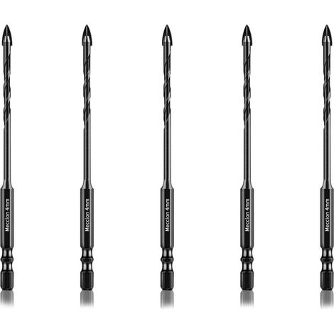 Fliesenbohrer 5tlg. 4mm Kreuz Wolframkarbid für Fliesen, Glas, Mauerwerk (1/5)