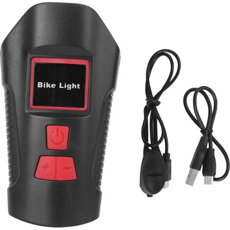 Phare de vélo USB rechargeable étanche ABS rouge avec haut-parleur pour cyclisme nocturne (1/5)
