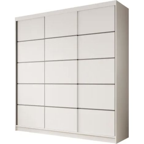 Armoire coulissante 3 portes ANLY 200cm – Dressing grande capacité-Blanc
