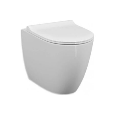 WC adossé au mur avec bonde Rimless en céramique blanc brillant - Vitra Sento - Senza coprivaso
