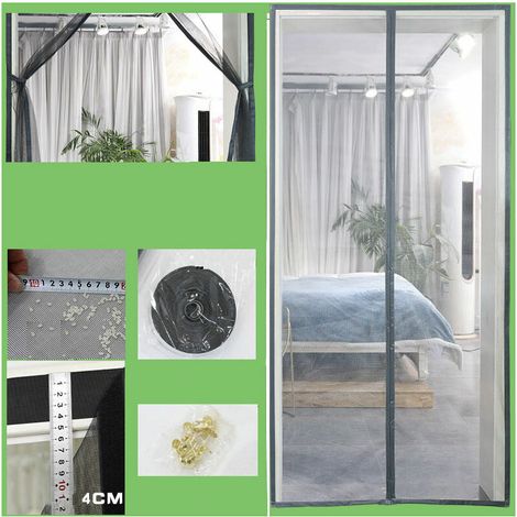 Moustiquaire Magnétique Porte Moustiquaire Porte Aimantée Magnétique Rideaux Anti Mouche Anti Insecte Avec Bandes Magnétiques Fermeture Automatique Moustiquaire Scratch Gris 120210cm