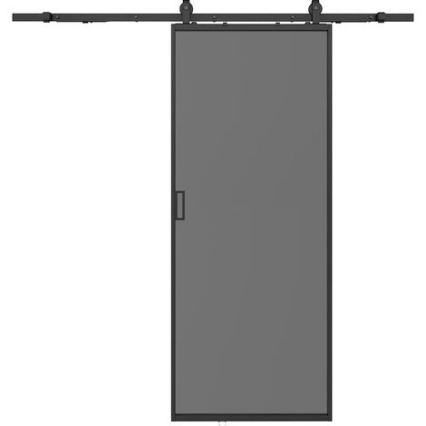 Porte coulissante avec système en applique - aluminium et verre trempé fumé dépoli - H205 x L83 cm - LINCI II (1/5)