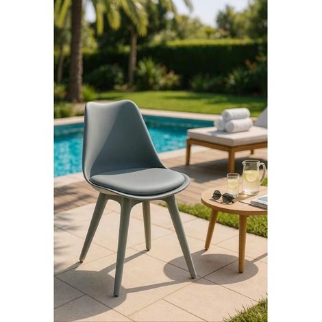 Orion91 boreal chair padded seat faux leather and legs light gray color 48x43x82cm dining room office lounge teleworking kitchen - spazioluzio (1/5)
